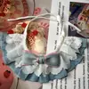 Gola falsa de renda com laço estilo coreano para pet, babador de renda, acessório xadrez para cachorro, babador para gato, cachecol para buldogue francês
