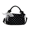 Bolsa de mão coreana de bolinhas estilo Ins, nova bolsa de ombro plissada da moda, bolsa transversal feminina com design de nicho