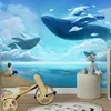 Habitación infantil nórdica nube oceánica ballena niños y niñas divertido papel tapiz sala de estar dormitorio tela de pared fondo papel tapiz mural