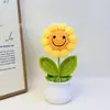 Flor de sol de lana tejida a mano transfronteriza flor de sol en maceta flor artificial decoración de escritorio regalo del día del maestro