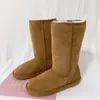 5815 Botas de Neve Integradas de Pele de Ovelha de Cano Alto para Mulheres, Sapatos de Neve Espessos e Forrados com Lã para Outono e Inverno, Botas de Algodão, Quentes no Atacado