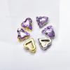 Venta al por mayor 12x13mm corazón de durazno torcido vidrio Diamante ropa zapato bolso costura a mano diamante garra fondo puntiagudo uña diamante pegatina cristal joyería