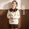 Ropa infantil coreana, suéteres para niñas, nueva y elegante moda coreana de primavera y otoño, prendas de punto con lazo para niños