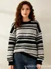 Suéter de Rayas Blancas y Negras para Mujer 2026 Primavera y Otoño Nuevo Estilo Holgado Estilo Perezoso Jersey de Punto Manga Larga Elegante Top Ropa para Mujer