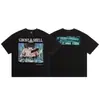 San Miguel Americano Vintage Desgastado Lavado Retro Camiseta de Verano Holgada de Manga Corta para Hombre y Mujer Marca de Moda