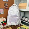 Serie Gradiente Bruma de Leche, Mochila Chica Dulce Azul Transparente Estrellada, Mochila de Alto Aspecto con Múltiples Compartimentos para Estudiantes de Secundaria y Preparatoria