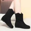 Botas de Moda para Mujer Otoño/Invierno Nuevas Puntera Redonda Moda Suela Suave Terciopelo Color Sólido Tacón de Cuña Estilo Retro Tendencia