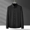 Camisa de Manga Larga para Hombre de Negocios Calidad de Lujo "Tecnología a Prueba de Tres" Primavera y Otoño Sin Planchar Anti-Arrugas Blanco Puro Ropa Casual