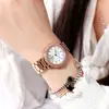 Relógio Hong Kong Guou GUOU espelho de luz azul mostrador pequeno moda strass quartzo temperamento pulseira de aço feminino 8141
