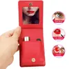 Bolsa Cuadrada de Labiales Tridimensional con Espejo, Bolsa de Cosméticos para Salir, Tarjeta de Identificación, Bolsa de Cosméticos para Niñas para Retocar el Maquillaje en Cualquier Momento