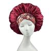 Touca de Dormir de Cetim Floral + Estampa de Leopardo Europeia Mais Vendida Estilo Étnico Estampada Elástica Redonda de Aba Larga Touca para Cuidados com o Cabelo Touca para Permanente de Beleza