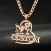 Pingente Personalizado de Flor de Águia Letras em Inglês Colar DIY Joias Pesadas Corrente de Clavícula de Aço Inoxidável Acessórios de Joias