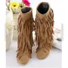 2026 Moda Nova Primavera e Outono Botas com Franjas Foscas Botas Baixas Fabricante Agente Atacadista Botas Femininas Tamanho Grande