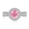 Anillo Princesa Redondo de Piedras Preciosas de Colores Más Vendido en Transmisión en Vivo para Mujeres, Anillo Súper Brillante de Diamante de Alto Carbono Corte Rosa, Envío Directo de Una Pieza Xiaohongshu