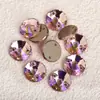 Weichen K9 Satélite Redondo Colorido Ab Planos Fondo Doble Agujero Broca de Vidrio Hebilla Plana Perforación Cosida a Mano Accesorios para Vestido de Novia DIY