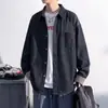 Camisa retro americana de mezclilla sintética de manga larga para hombre, otoño, talla grande, marca de moda, corte holgado, top elegante y genial