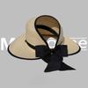 Sombrero de Paja Vacío para Mujer Verano Playa Sombrilla Protector Solar Plegable Cabeza Grande Moda Lazo Sombrero para el Sol