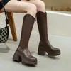 Botas altas de moda para mujeres petite, con tacones altos, suelas gruesas y tacones gruesos, diseñadas para añadir altura