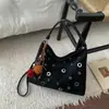 Bolso Tote de Gran Capacidad para Estudiantes Universitarios, Temporada Nueva, Bolso Cruzado de Moda con Estampado Retro Simple y Remaches para Mujer