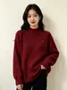 Suéter de veludo Andy de duas peças com gola alta parcial para mulheres, nova blusa interna elegante de outono e inverno com logotipo de coração, camisa base de tricô