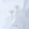 Pendientes de Plata S925 con Borla de Lazo Brisa y Mariposa para Mujer Lujo Ligero Moda Pendientes de Botón con Diamante Regalo de Vacaciones de Gama Alta