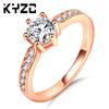 Anillo personalizado transfronterizo con diamantes de oro rosa, anillo de bodas de imitación, zapato alto para mujer, anillo clásico de diamantes de lujo de seis garras.