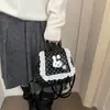 Mochila de encaje con estampado de estrellas, dulce y encantadora, para niñas, nuevo estilo 2026, fresca, casual y a la moda, un pequeño bolso de hombro