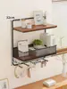 Estante de almacenamiento de pared para dormitorio, estante de almacenamiento de pared sin perforaciones, solución de almacenamiento para litera superior con ganchos, estante de almacenamiento multifuncional