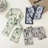 Bufanda Larga de Seda Elegante Floral para Mujer, Versátil, Coleta Floral Fresca, Accesorio para el Cabello de Cinta, Bufanda de Regalo