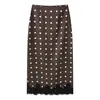 Falda de Moda para Mujer 2026 Verano Nueva Moda Europea y Americana Simple Versátil Encaje Patchwork Lunares Satén Falda