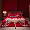 Ropa de cama de boda de cuatro piezas de algodón 120 de alta gama, algodón de fibra larga, jacquard de algodón, rojo intenso