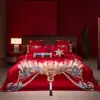 Casamento Casamento Vermelho Quatro Peças Luxo Leve 180 Algodão de Fibra Longa Capa de Edredom de Algodão Casamento Quarto de Casamento Edredom Roupa de Cama