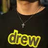 Cadena de Clavícula para Hombre Cruz Europea y Americana Simple Lujo Ligero Versátil Incrustada con Diamantes Completos Accesorios Colgante de Moda F