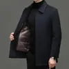 Abrigo de Lana Doble Faz Otoño Invierno 2026 Forro de Plumas Estilo Nuevo Chaqueta de Lana para Hombres de Mediana Edad y Mayores Abrigo de Lana Casual