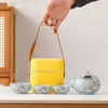 Horno Ru Caqui Ruyi Tetera de Mano Set de Té de Viaje con Tetera de Cerámica Agrietada Logo del Set de Té de Viaje Disponible