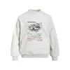 Moletom Crewneck Estampa Abstrata Silhueta High Street Americana para Homens Primavera/Outono Bolso Lateral Pulôver Solto Roupa Esportiva