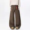 Pantalones de Trabajo de Fabricante Original Estilo Retro Americano Unisex Diseño Desestructurado Pantalones Sueltos de Pierna Ancha Pantalones Largos hasta el Suelo