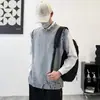 Nuevo Chaleco de Punto Estilo Coreano Otoño e Invierno 2025 Diseño Trendy Estilo Agujero con Cordón Chaleco Gris Holgado