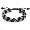 Piedra Ojo de Tigre, Ojo de Gato, Turquesa, Obsidiana con Patrón Rojo, Pulsera Fantasma Verde, Pulsera Tejida de Piedra Natural para Hombres y Mujeres