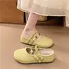 Tamancos slip-on, chinelos fechados preguiçosos 2026 para mulheres, tamancos de verão para exterior, sandálias tecidas, estilo casual novo