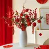 Flor de Romã Arranjo de Flores Artificiais Buquê de Flores Secas Frutas Vermelhas Fruta da Fortuna Sala de Estar Decoração de Ano Novo Arranjo Floral