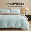 Conjunto de cama minimalista de veludo de leite de qualidade A, quatro peças, coleção de inverno, dupla face em fleece, lençol e capa de edredom de fleece de coral espessado