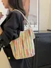 Bolso de Mano Tejido a Rayas Colorido de Verano para Mujer Modelo 2026 Bolso Cuadrado Pequeño Simple de Verano Bolso de Hombro de Moda