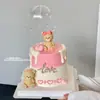 Decoração de Bolo para o Dia dos Namorados Chinês de 2025 Plug-in de Amor Urso Casal Guarda-Chuva Pequeno Transparente Popular Acessórios de Fantasia