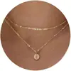 Collar con Iniciales Transfronterizo Europeo y Americano, Collar Compacto de Monedas Superpuestas, Regalo Ideal Personalizado para Amigos y Familias