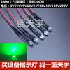 Lâmpada de chapéu de palha LED contas de lâmpada diodo emissor de luz 5MM super brilhante F5 lâmpada verde 12V24V com fio de solda 20CM tubo luminoso
