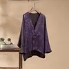 Camisa Cardigan Feminina Xiangyunsha de Seda Estilo Chinês Novo Estilo Chinês Retrô Outono 2026 Nova Gola V Solta Peça de Roupa Externa