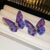 Aretes de Mariposa de Cristal Artificial de Color Gradiente Aguja de Plata Pequeños Frescos Hebillas para la Oreja Aretes de Flores Atmosféricos Populares Aretes para Mujer