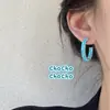 Pendientes de Aro Refrescantes de Verano Color Azul Hielo Brillante Diseño Nicho Coreano Pendientes Circulares de Personalidad de Alta Gama para Mujer