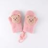 Guantes para niños de 3 a 8 años, otoño e invierno coreanos, dibujos animados de oso, terciopelo de invierno, cálidos, colgantes para el cuello, lindos dedos uniformes de invierno.